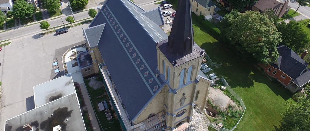 Specialty Commercial Roofing - Completed commercial roof restoration at St.Joseph's Roman Catholic Church in Stratford, Ontario