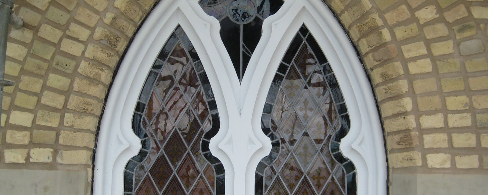 Close-up of a stained glass window