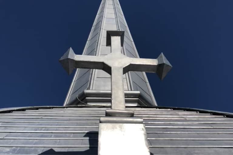 Close-up of St.Anne's Church roof in Tecumseth, Ontario